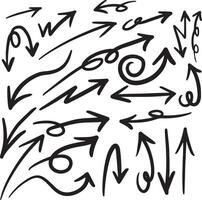 hand drawn arrow icon set isolated on white background vector