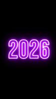 Neon 2026 text flickering animation on a vertical background, Happy New Year motion element video