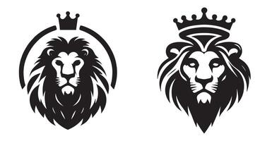 Lion with crown design for emblem, logo, or symbol of power and royalty vector
