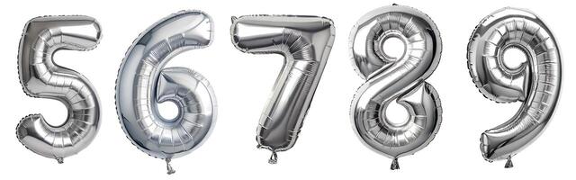 Balloons with silver numbers on a white background. photo