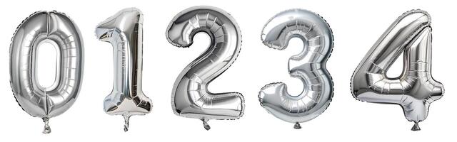 Balloons with silver numbers on a white background photo