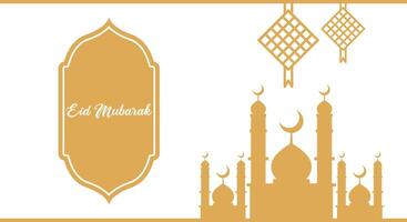 eid mubarak islamic background design template for greeting card vector