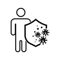 Person icon with shield protecting from virus design template vector