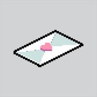 Pixel art illustration Heart Envelope. Pixelated Red Heart Mail. Red Heart Envelope Mail Icon pixelated for the pixel art game and icon for website and game. old school retro. vector