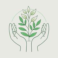 Hand Holding Wheat Seedling Agriculture Line icon design vector