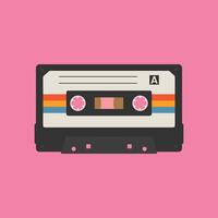 retro vintage black audio cassette in retro colors retro tech music vector