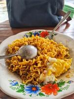 food fried noodles with egg photo