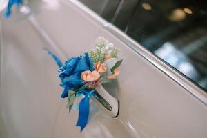 Festive decoration on a vintage automobile for a special celebration photo