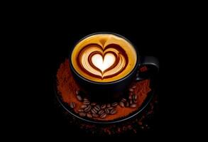 Coffee with heart shape in the center of the cup photo