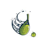 padel racket logo design swing padel racket with fluid hitting the ball vector
