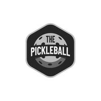 the pickleball logo design in grey with hexagon vector