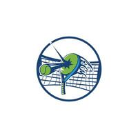 The logo features a padel racket hitting a ball with an explosive effect, depicting speed and power. The racket and ball are green with blue accents, vector