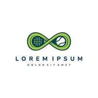 Padel ball and padel racket form the infinity symbol, the concept of infinite movement. vector