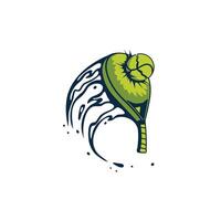 Logo design of a ball destroyed by a hard paddle hit at high speed vector