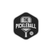 pickleball logo design in grey with hexagon vector