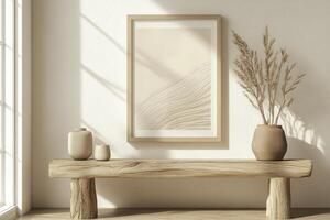 Stylish Interior Featuring Wall Art Console Table and Decorative Elements photo