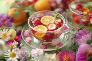 Refreshing Fruit Infused Water with Strawberries, Oranges, and Raspberries photo
