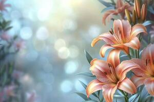 Elegant Tiger Lilies with Bokeh Background for Spring or Summer Designs photo