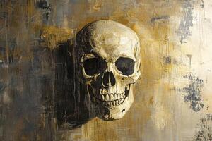 Skull Artwork with Abstract Background for Halloween or Gothic Theme photo