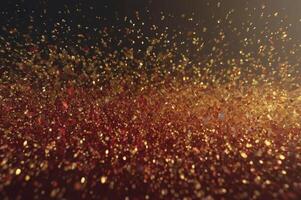 Glittering Gold Particles Flowing and Dispersing in the Air As Festive Background photo