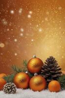 Festive Christmas Ornaments with Snowflakes and Pine Cones on Soft Fluff photo