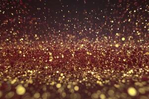 Golden Glittering Particles Falling with Dark Background Creates a Festive Mood photo