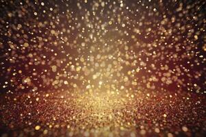 Golden Glitter Falling with Glowing Light Effect Ideal for Backgrounds photo