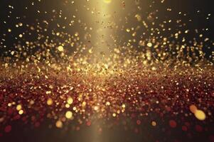 Falling Golden Confetti and Bokeh Lights Creating a Festive Atmosphere photo