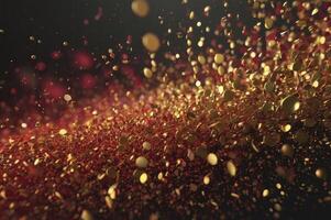 Golden Confetti Falling and Scattering Creating a Luxurious and Celebratory Mood photo