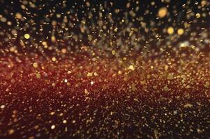 Falling Golden Confetti Creating a Festive and Celebratory Sparkling Background photo