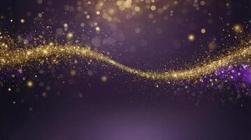 Elegant Gold Glittering Wave on Dark Background with Bokeh Lights Effect photo
