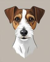 Jack Russell Terrier Portrait Head Illustration in Frontal View photo