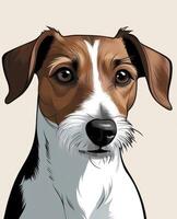 Jack Russell Terrier Portrait Cute Dog with Brown White and Black Fur photo