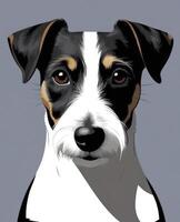 Portrait of Jack Russell Terrier with Alert Expression on Grey Background photo