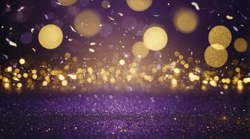 Glittering Light Effect on Purple Background with Bokeh Style photo