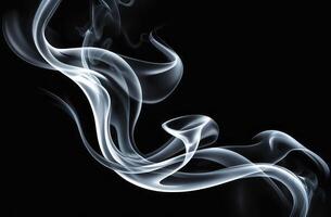 Swirling Smoke Plumes Abstract Art Against Black Background for Creative Design photo