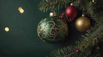 Decorating Christmas Tree with Ornaments and Lights for Holiday Celebration photo
