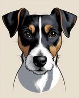 Jack Russell Terrier Head Portrait Cute Canine Close-up on Beige Background photo