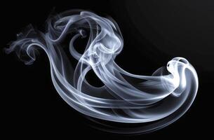 Abstract Swirling Smoke Pattern Against Black Background for Creative Designs photo
