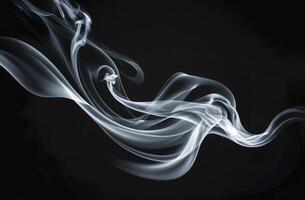 Elegant White Smoke Flowing on Dark Background for Creative Designs photo
