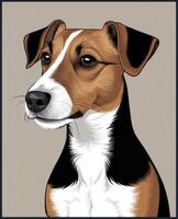 Portrait of Alert Jack Russell Terrier Dog Looking to the Side photo
