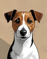 Jack Russell Terrier Dog Portrait with Brown and White Fur photo