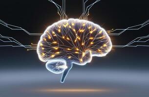 Brain with Neural Network Connections Glowing Artificial Intelligence Concept photo