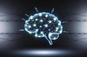 Brain Network Connecting with Futuristic Technology Concept Illustration photo