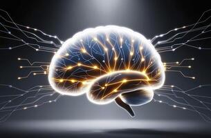 Brain with Neural Network Connections Artificial Intelligence Concept for Technology photo