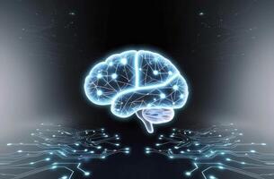 Digital Brain Illustration Representing Artificial Intelligence Technology and Innovation Concept photo