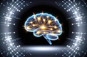 Human Brain with Neural Network Connection Representing Intelligence and Innovation photo