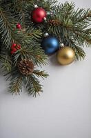 Festive Holiday Christmas Decor with Pine Branch Ornaments and Berries photo
