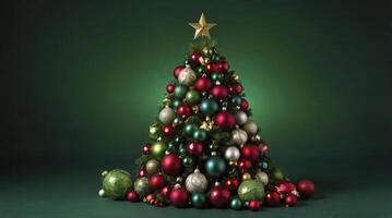 Festive Christmas Tree with Colorful Ornaments and Golden Star Topper photo
