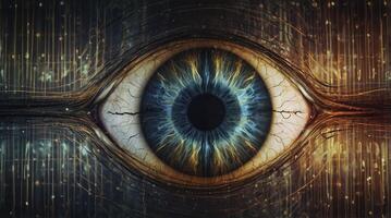 Abstract Human Eye Close-up with Digital Connection and Artistic Flair photo